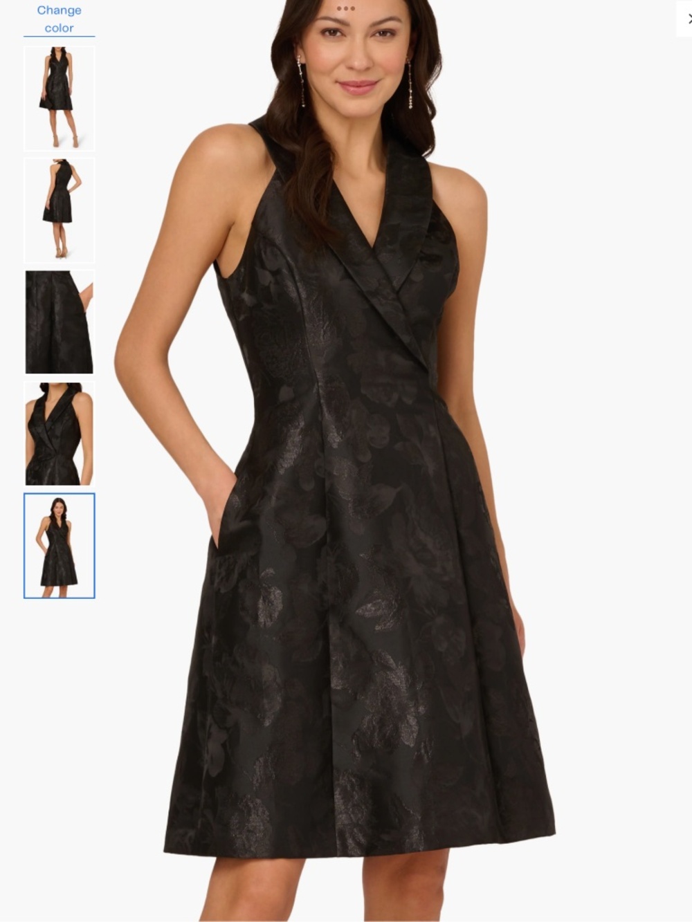 Adrianna Papell Metallic Floral Jacquard Sleeveless Fit & Flare Cocktail Dress